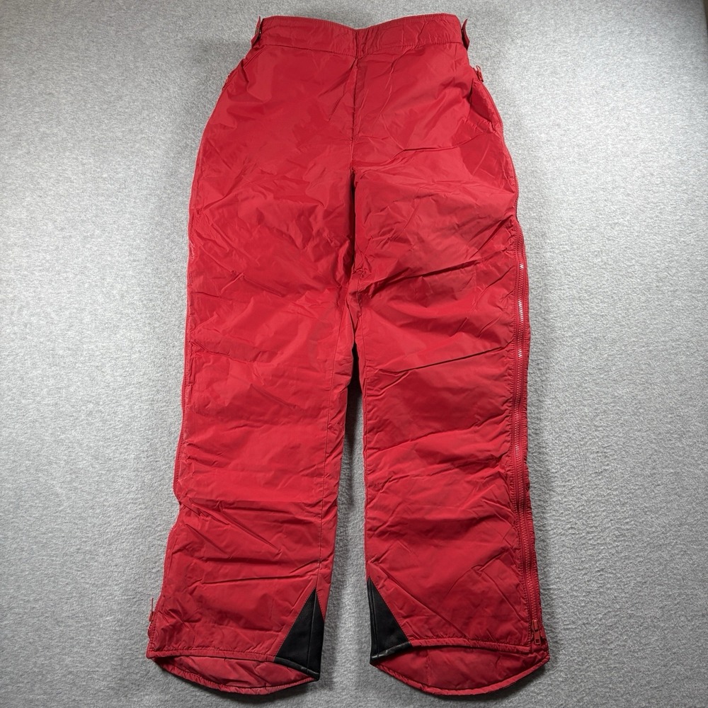 VTG 80s Eddie Bauer Full Zip Quilt Lined Snow Pants Red Insulated Ski Pants M